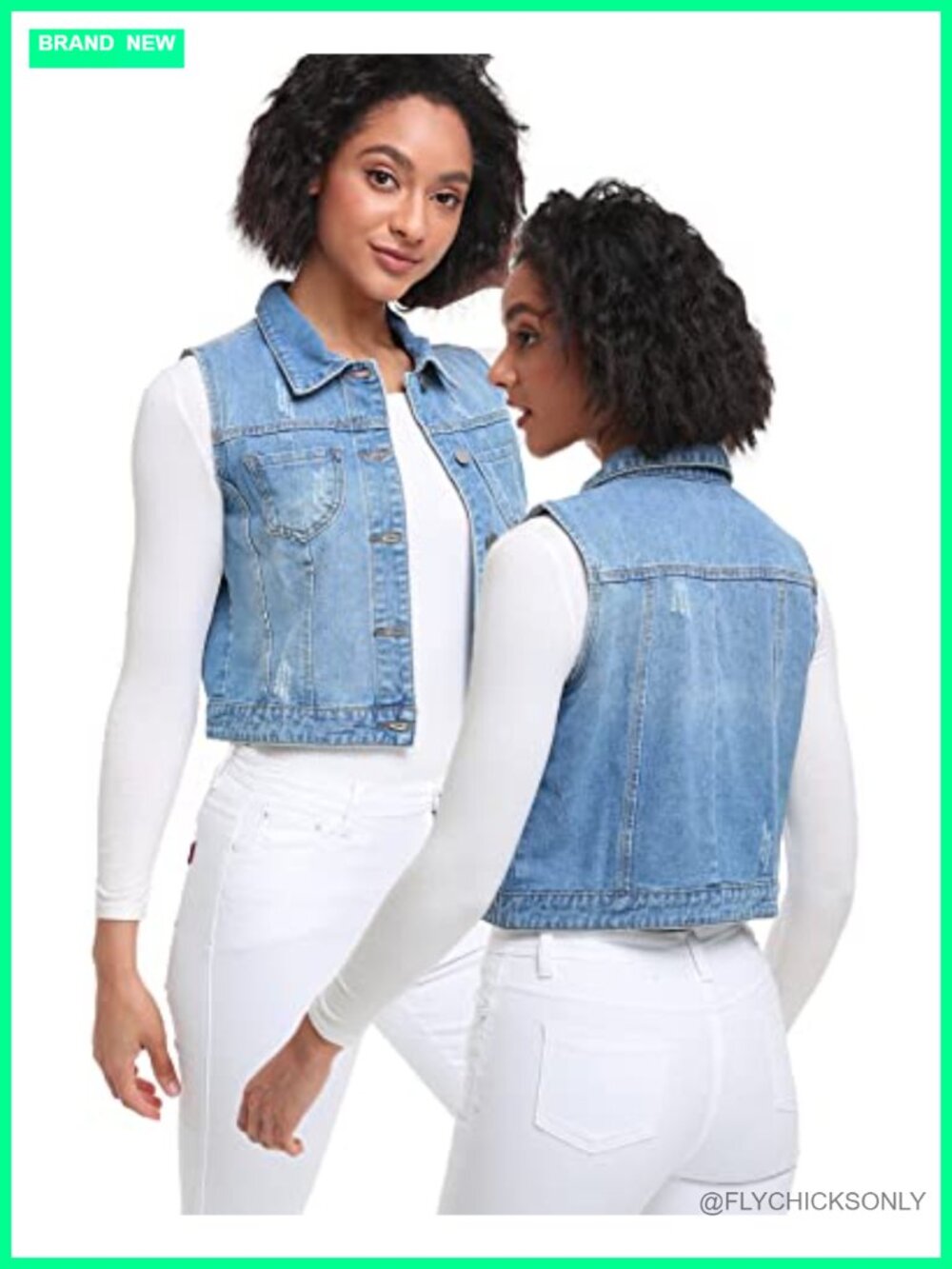 Women's Denim Vest Sleeveless Jean Jacket Button Down Crop
